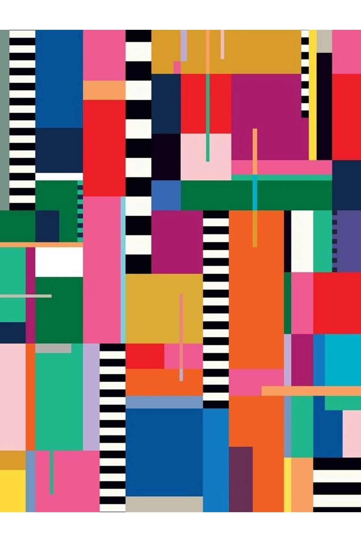 Özge Koleksiyonu Çok Renkli Şekiller Desenli Dokuma Taban Modern Dekoratif Halı özge30