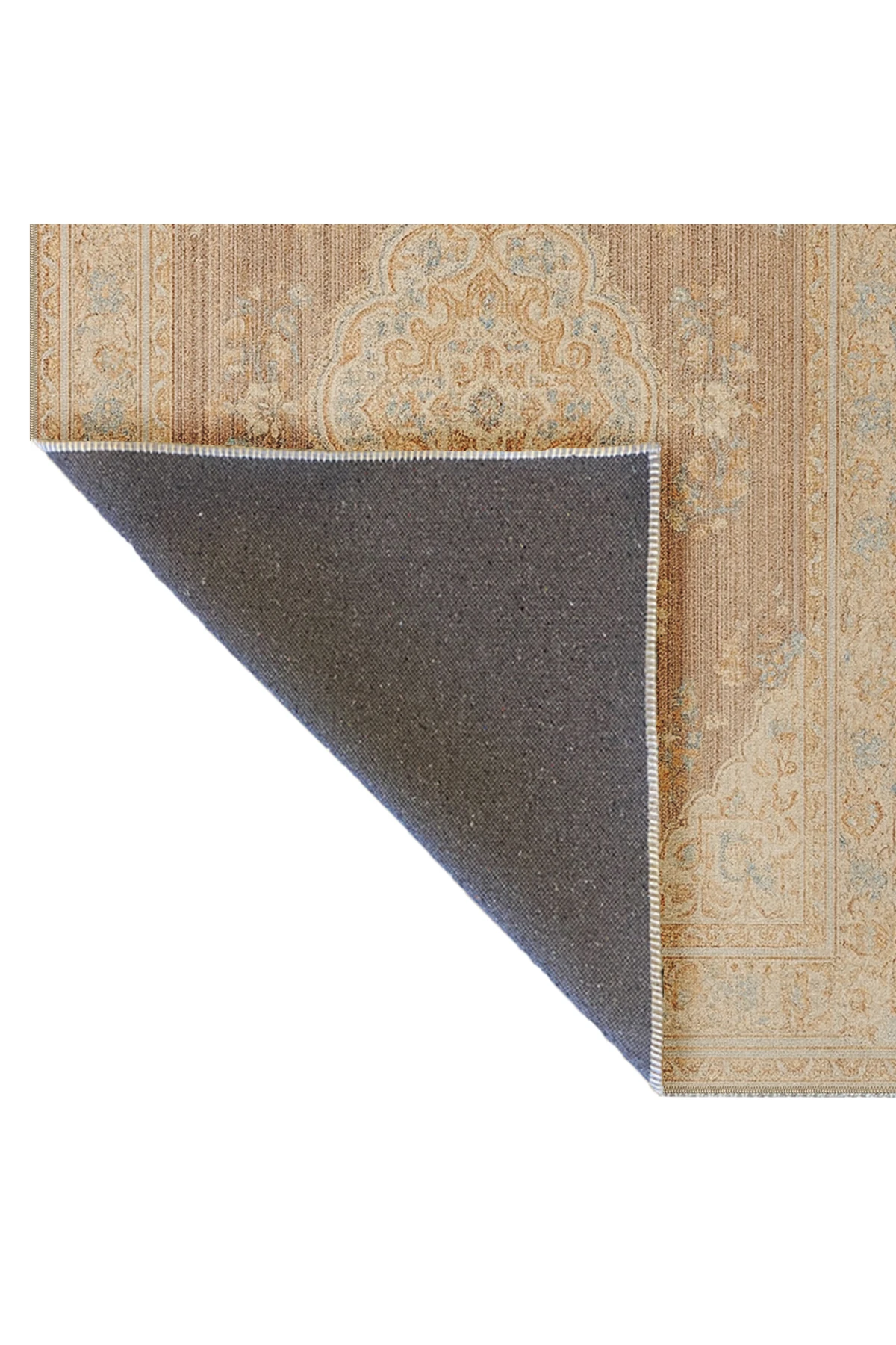 MOSSO Bej Temalı Geleneksel Motif Desenli Dokuma Taban Vintage Dekoratif Halı mosso332bej