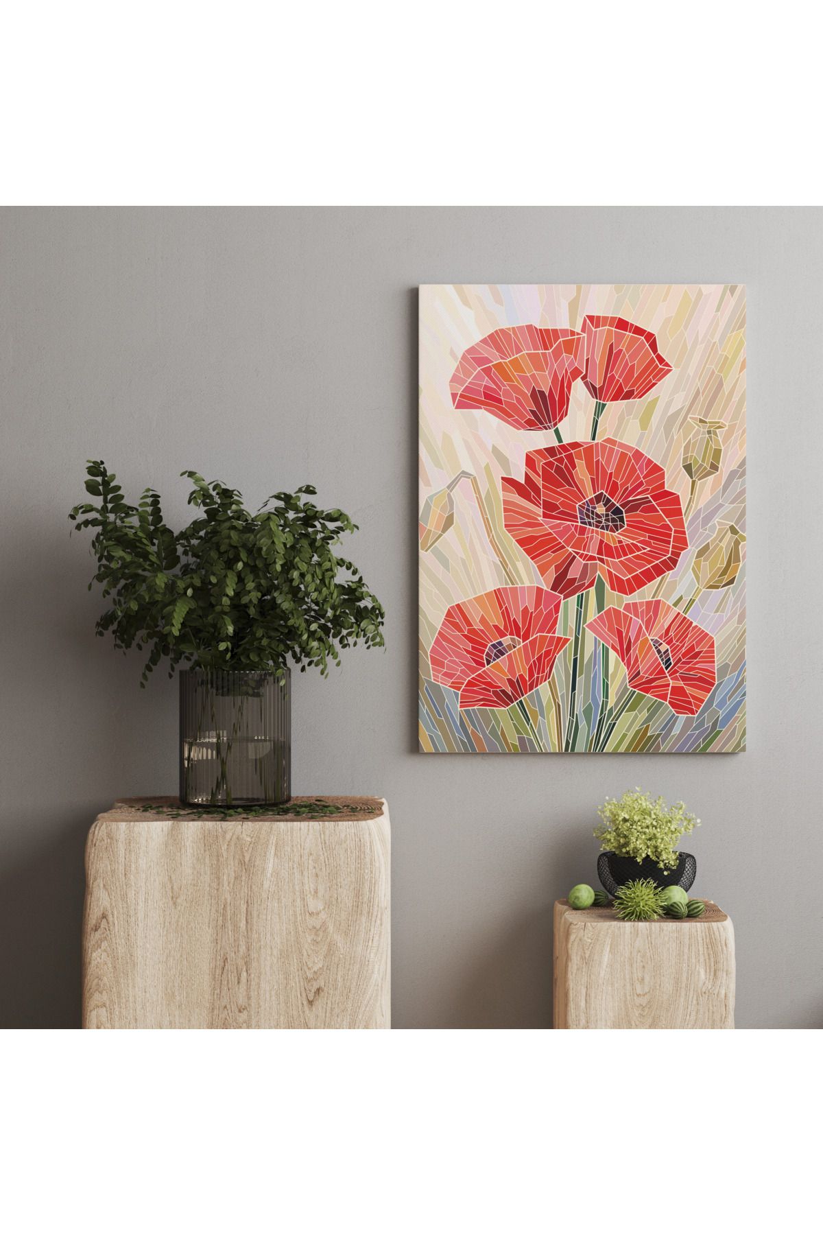 Kanvas Tablo Vitra Kırmızı Çiçek Temalı