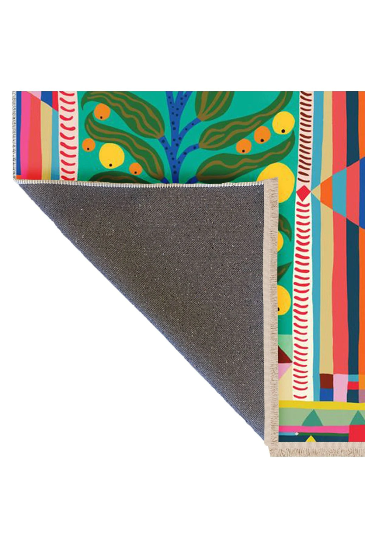 Kemal Koleksiyonu Pastel Renklerde Soyut Limon Ağacı Desenli Dokuma Taban Modern Dekoratif Halı 17