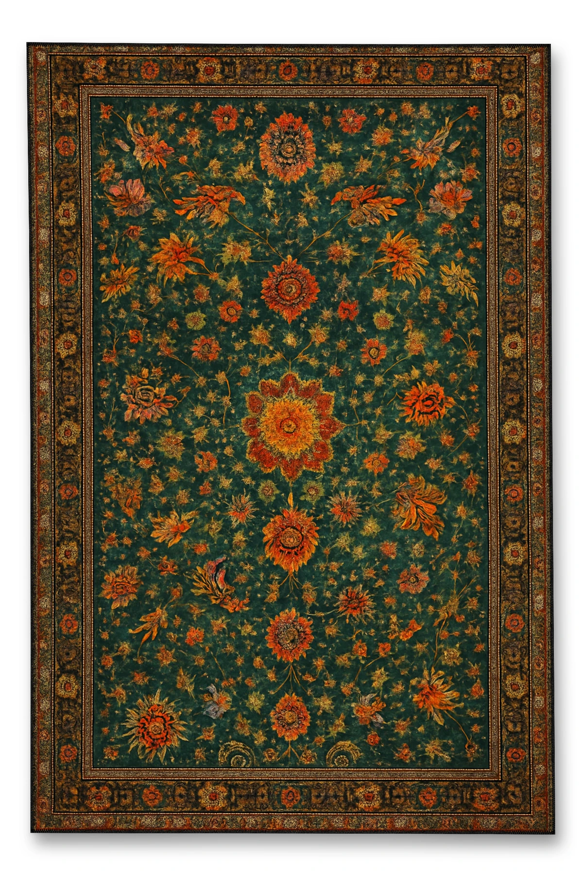 MOSSO Çiçek Motifli Desen Dokuma Taban Vintage Dekoratif Halımosso918