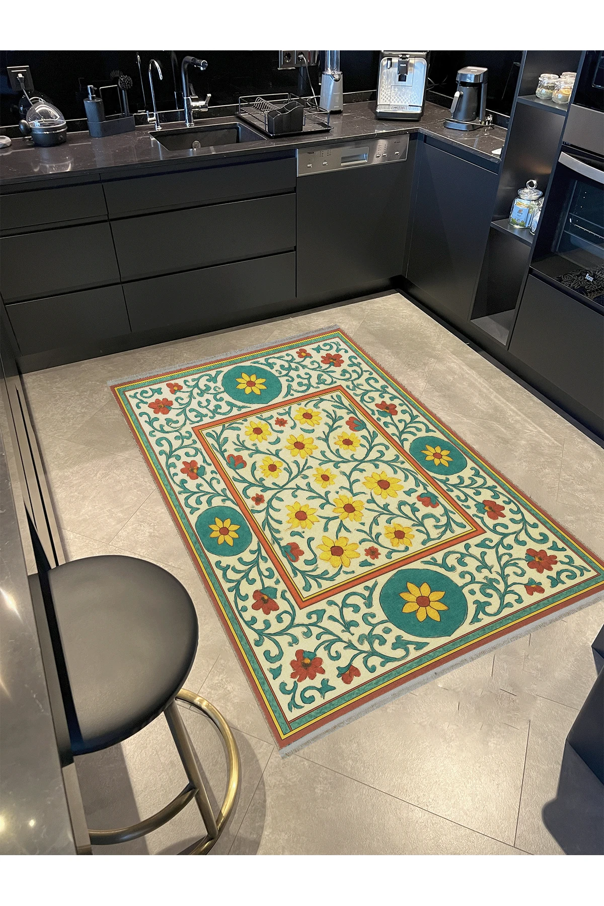 MOSSO Çok Renkli Geleneksel Temalı Desen Dokuma Taban Modern Dekoratif Halı mosso297