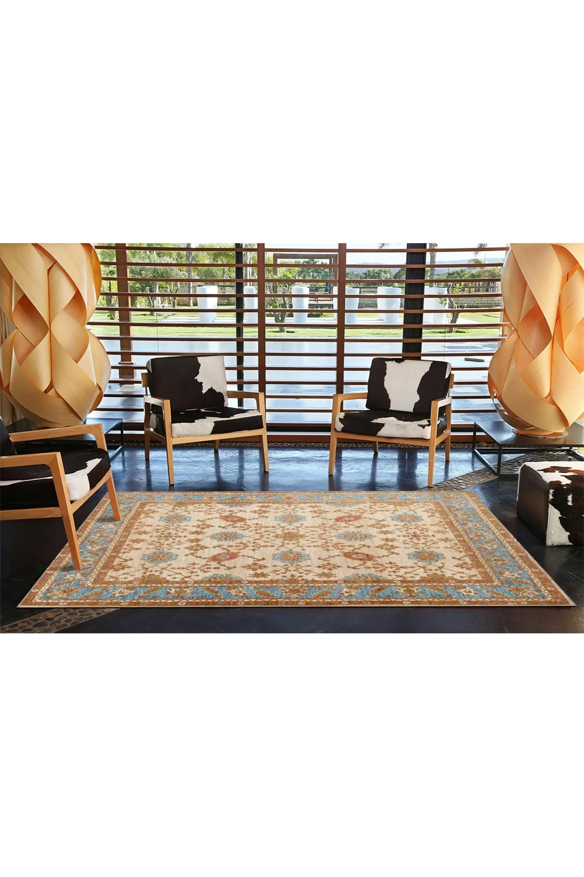 Kahverengi Tonlarda Geleneksel Gül Desenli Dokuma Taban ve Dekoratif Halı miravip69