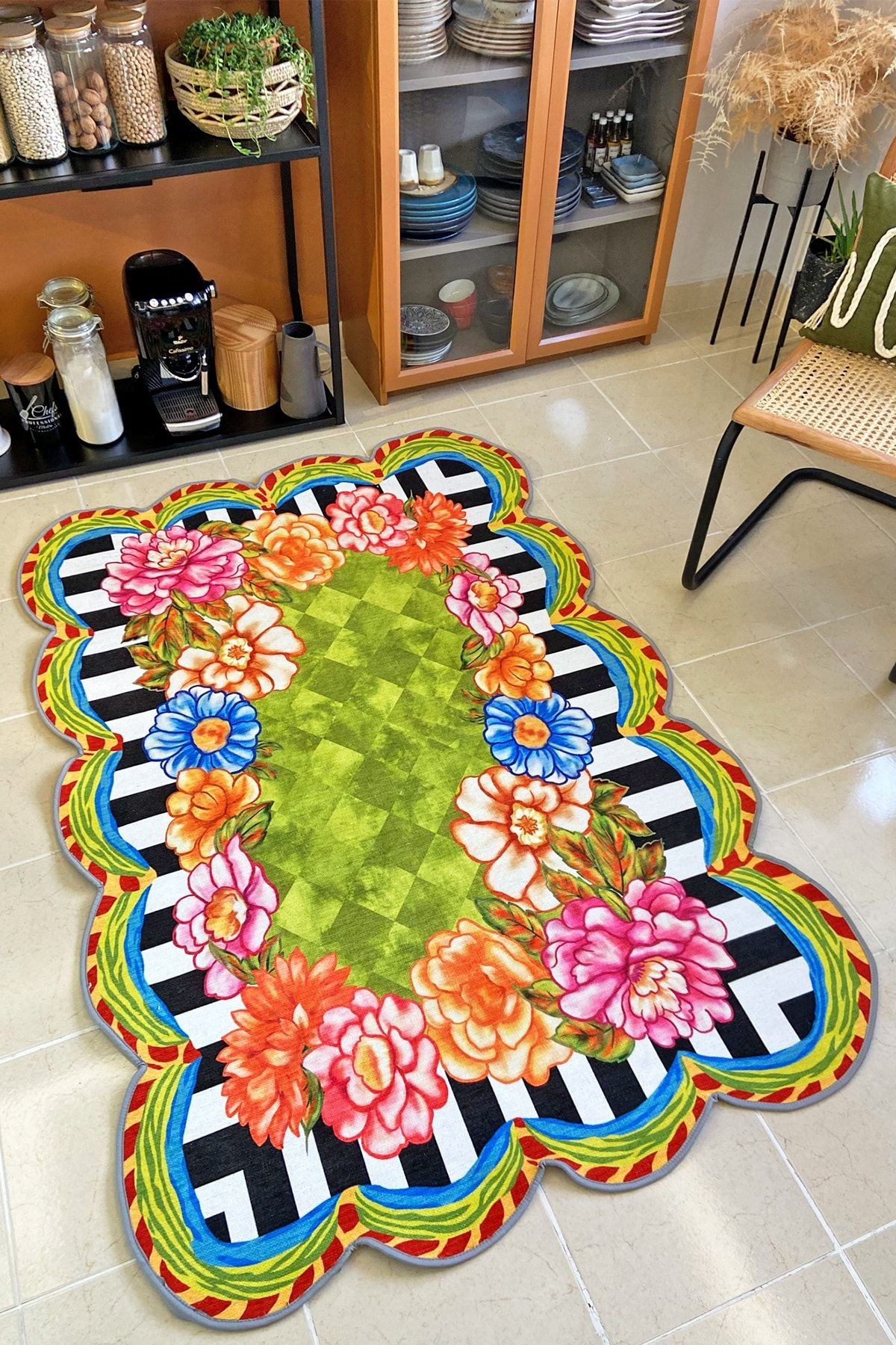 Mira Floret Green 1500 Çiçek Desenli Halı