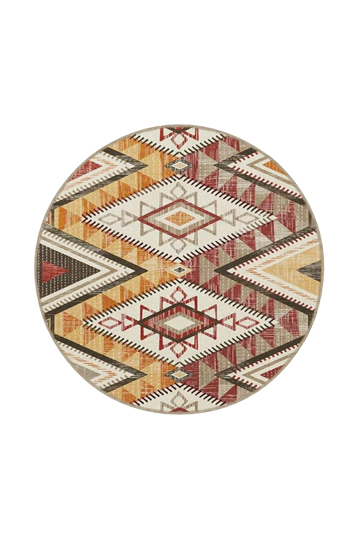 Çapraz Geometrik Baklavalı Kahverengi Desenli Yıkanabilir Dekoratif Halı miravip8048