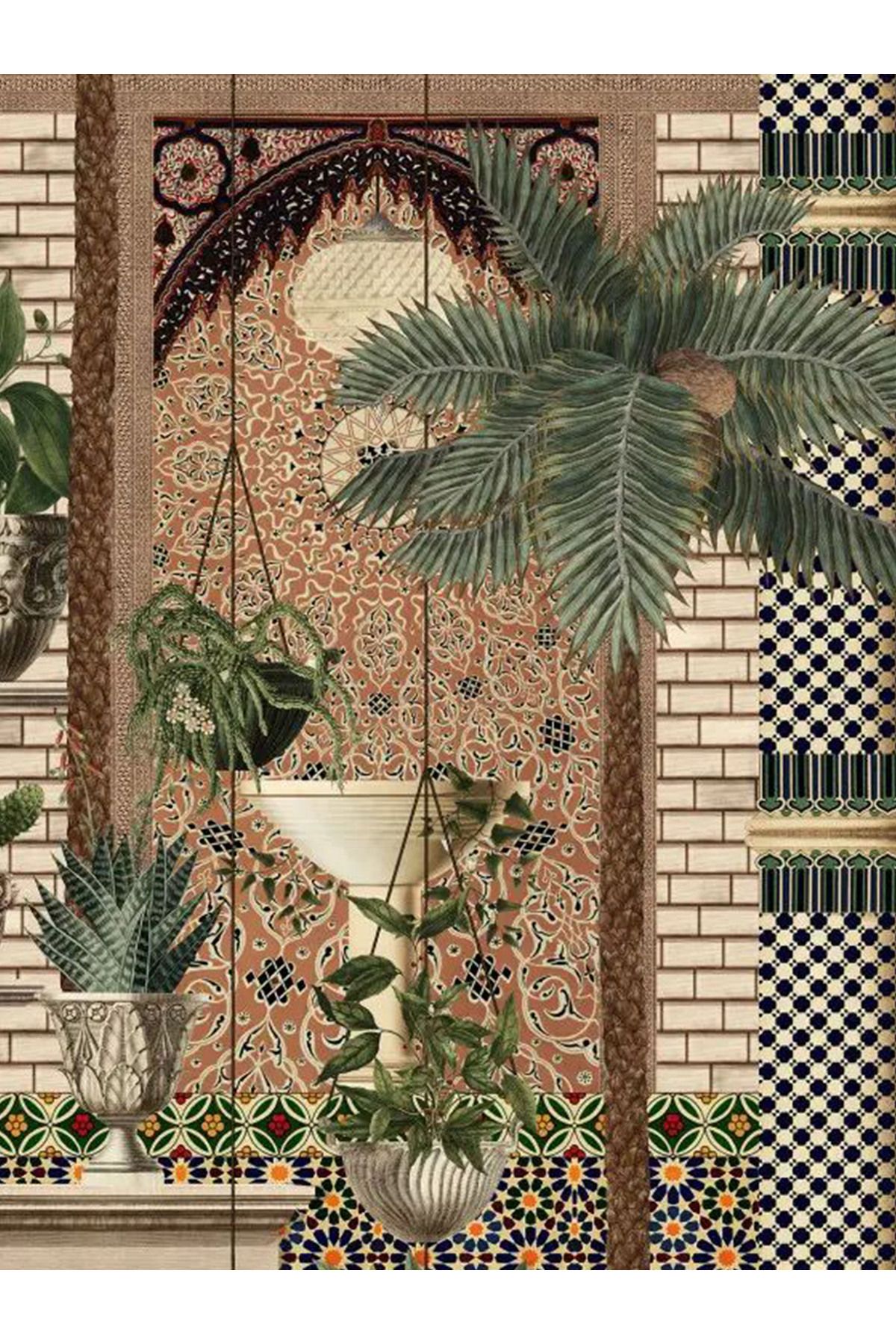 Güney Koleksiyonu Saray Bahçesi Temalı Etnik Motifler ve Ağaç Desenli Vintage Dekoratif Halı 08