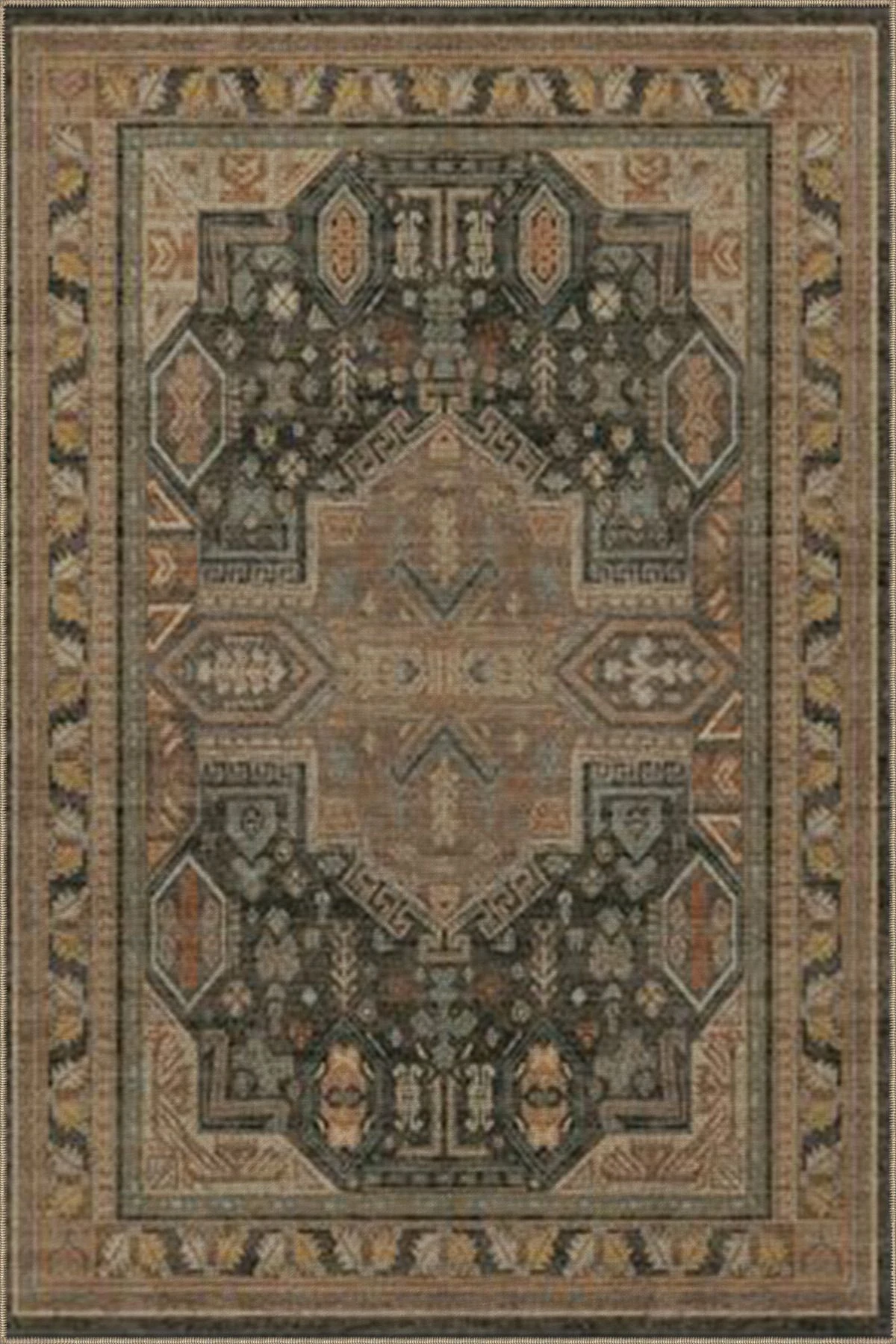 Kahverengi Renkli Modern Geleneksel Desenli Geometrik Dokuma Taban Halı miravip8120