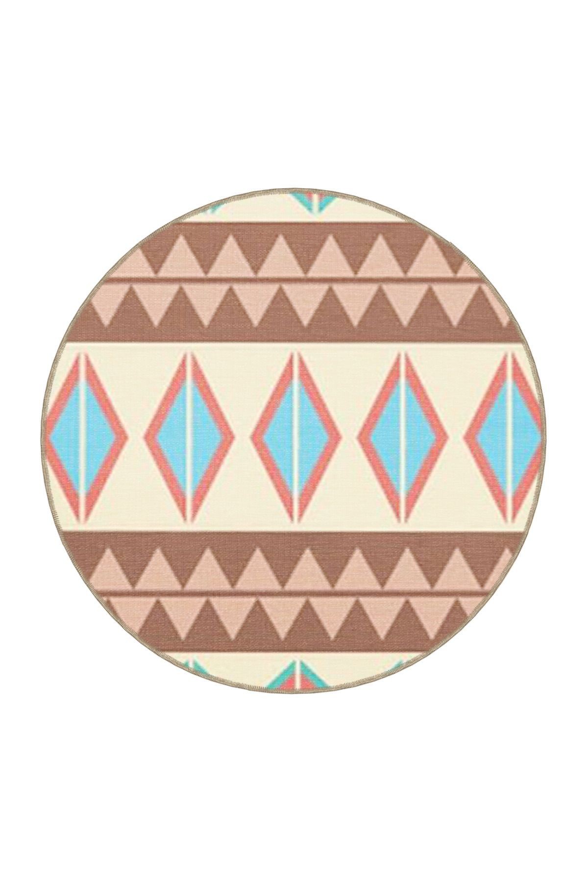 Çok Renkli Karma Geometrik Üçgen Şekil Desenli Modern Dekoratif Halı 4718