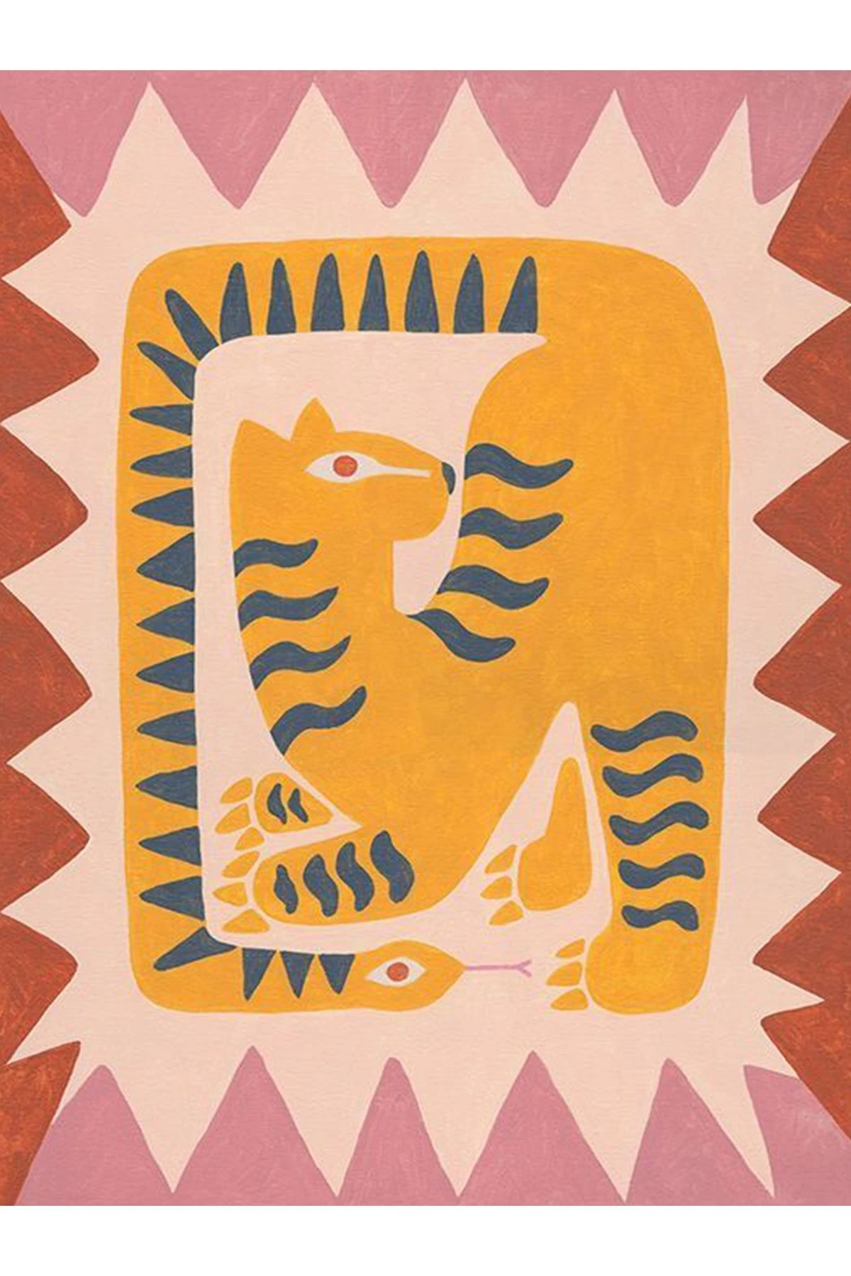 Yılmaz Koleksiyonu Sarı Tonlarda İç İçe Yılan ve Kaplan Desenli Kreatif Modern Dekoratif Halı 12