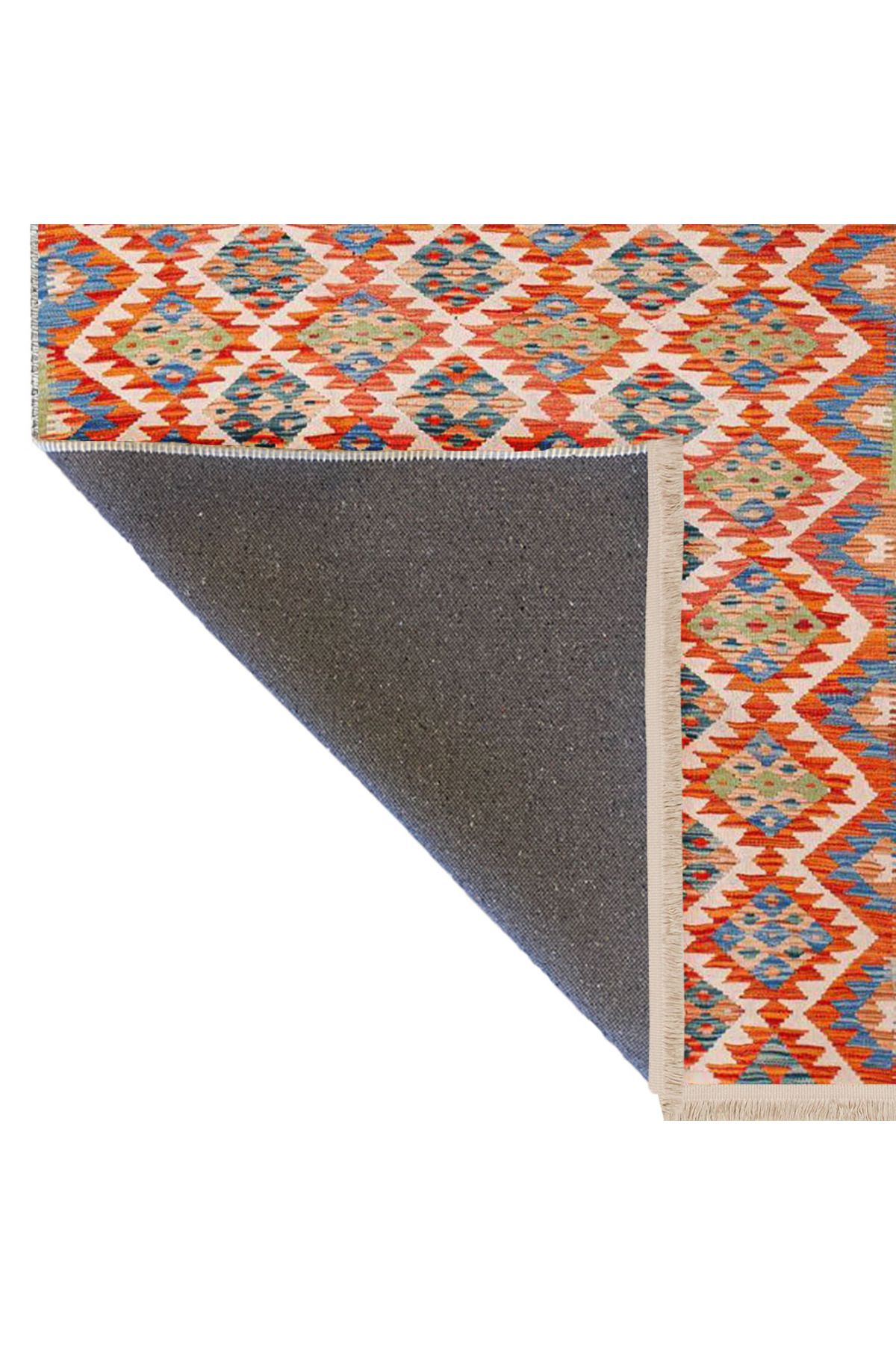 Güney Koleksiyonu Çok Renkli ETnik Geometrik Motifler Desenli Vintage Dekoratif Halı 39