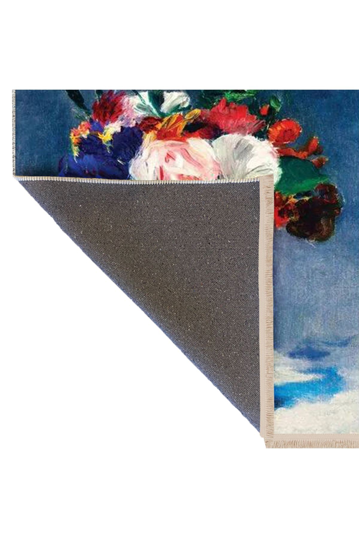 Yılmaz Koleksiyonu Pastel Renkler Mavi Tema Vazo ve Çiçekler Desenli Modern Dekoratif Halı 45