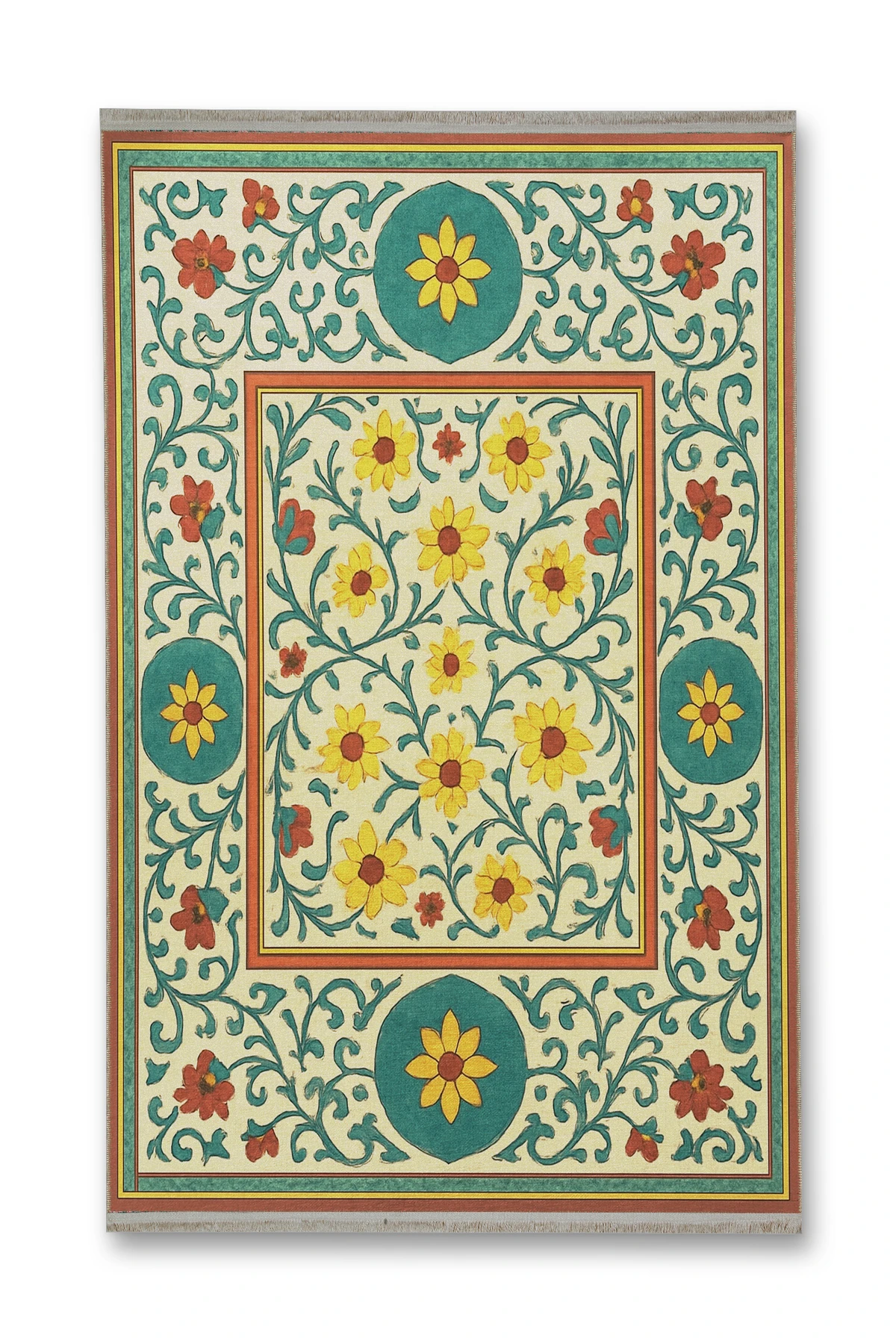 MOSSO Çok Renkli Geleneksel Temalı Desen Dokuma Taban Modern Dekoratif Halı mosso297