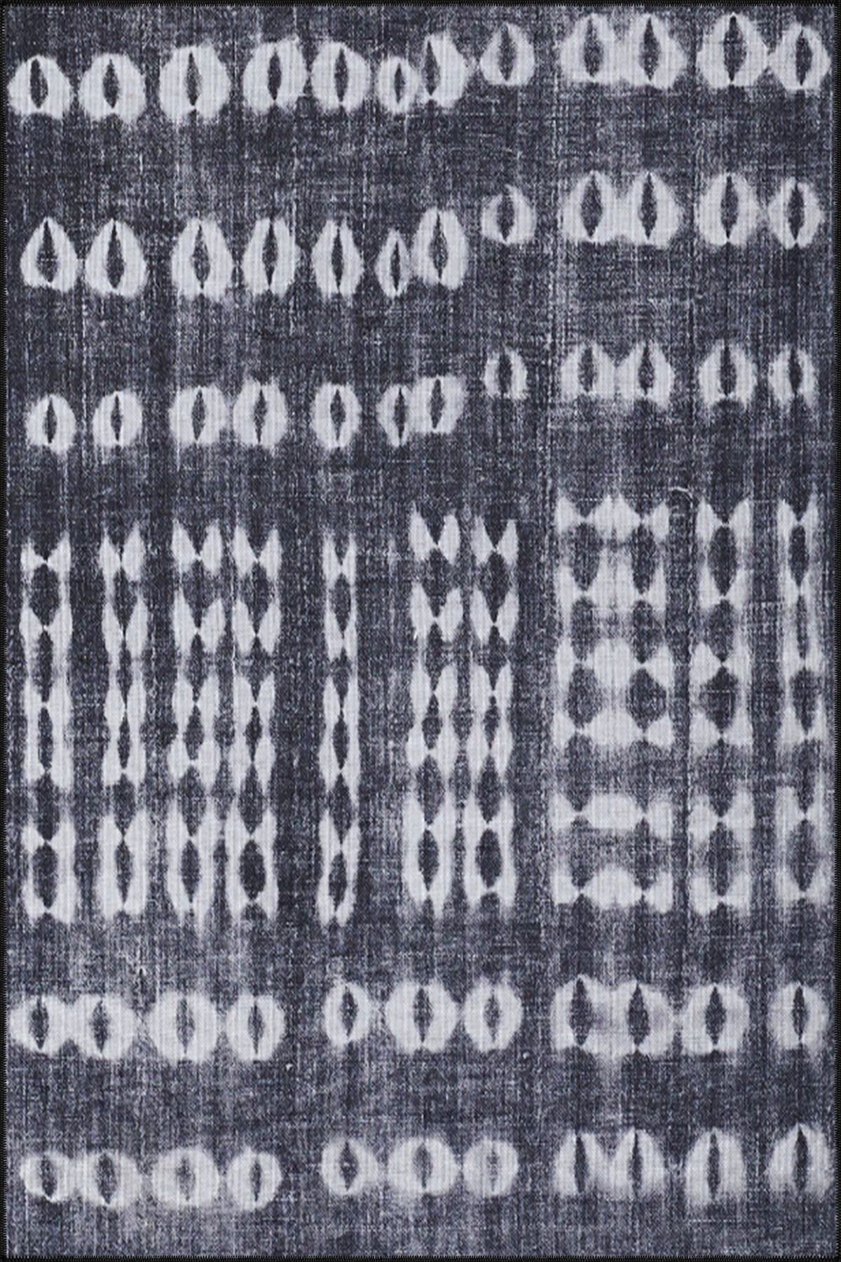 Gri Motifli Geometrik Dekoratif Halı ve Yıkanabilir Halı miravip9630