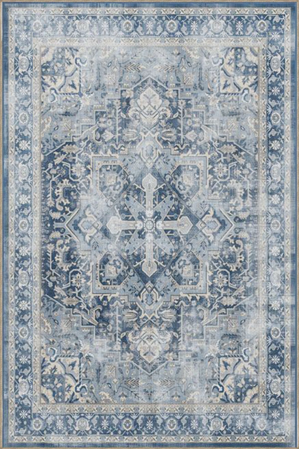 Antrasit Geometrik  Desenli Yıkanabilir Dekoratif Halı miravip8073