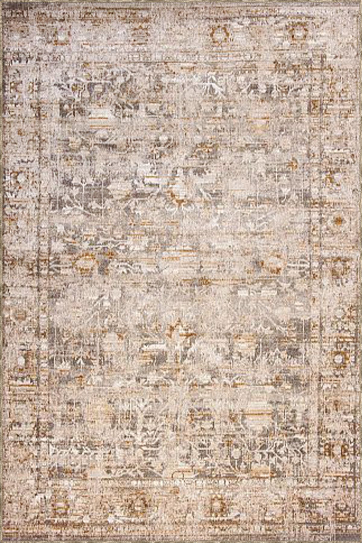 Krem Geometrik Desenli Dokuma Taban miravip816