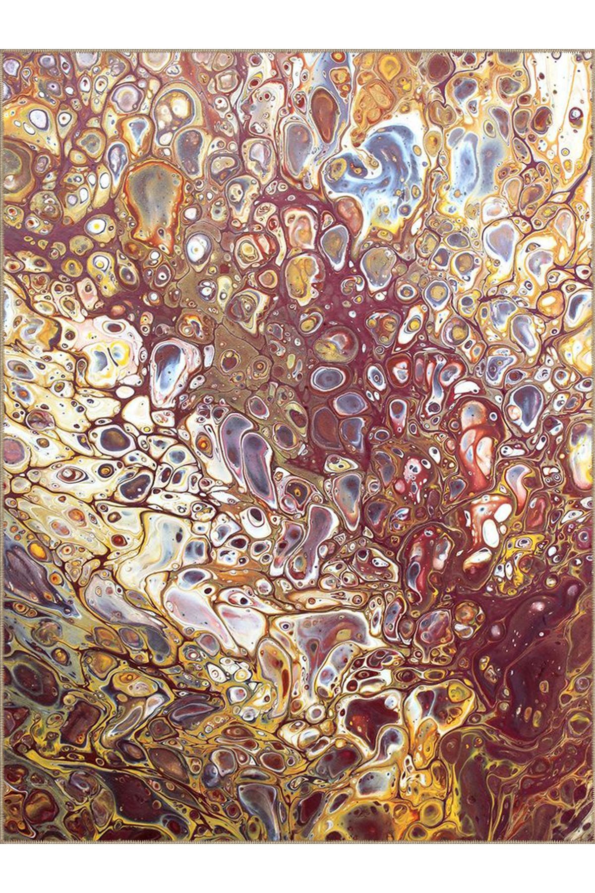 Ametist Serisi Çok Renkli Soyut Ebruli Desenli Dokuma Taban Modern Dekoratif Halı ametist82
