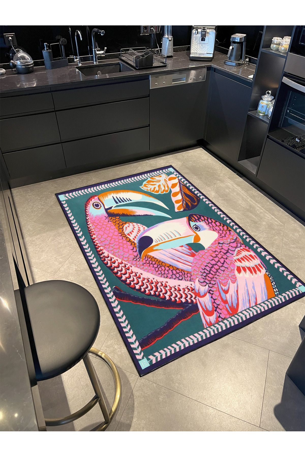 Pembe Kuş Desenli Dokuma Taban Halı miravip537