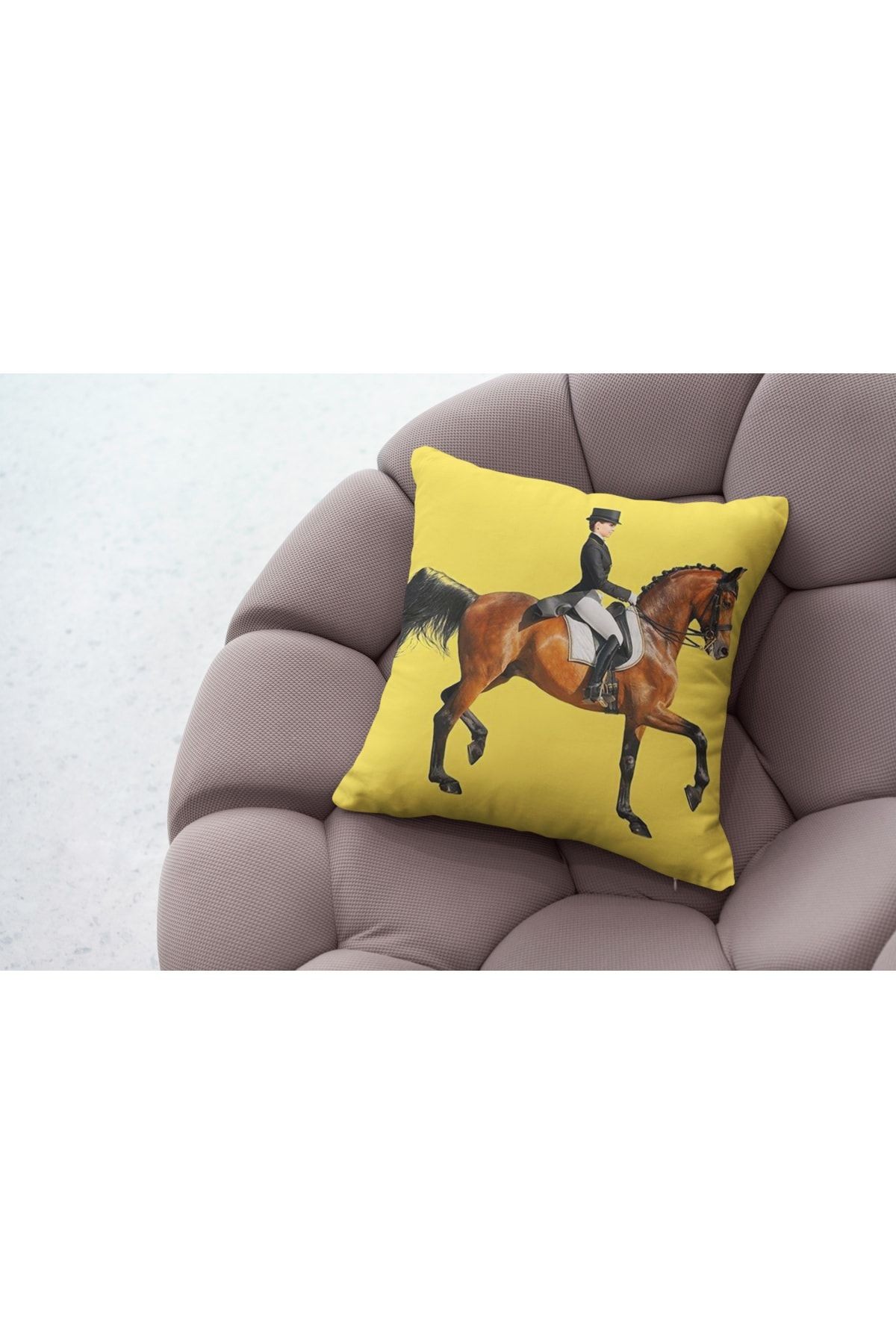 Kırlent Sarı At Ve Binicilik Temalı Pillow50