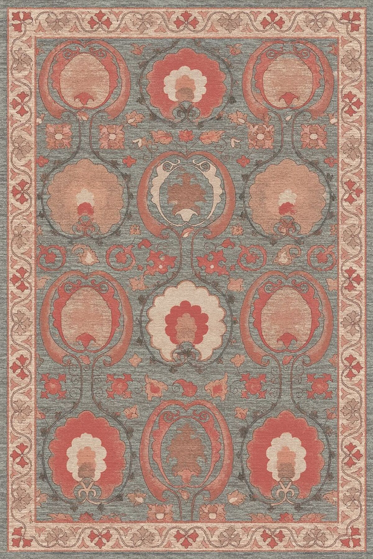 MOSSO Geleneksel Desenli Dokuma Taban Vintage Dekoratif Halı mosso110