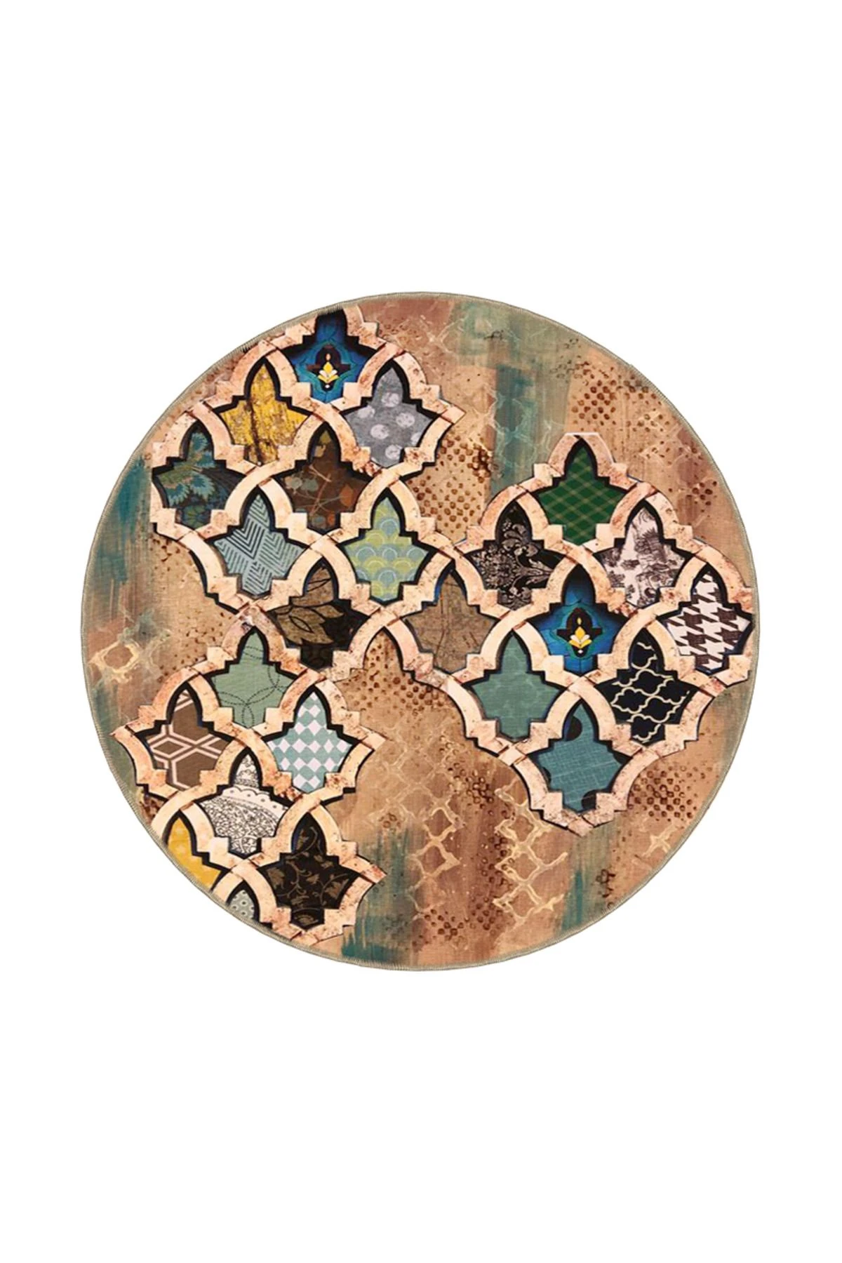 Kreatif Kahverengi Baklavalı Modern Desenli Dokuma Taban ve Dekoratif Yıkanabilir Halı miravip8643