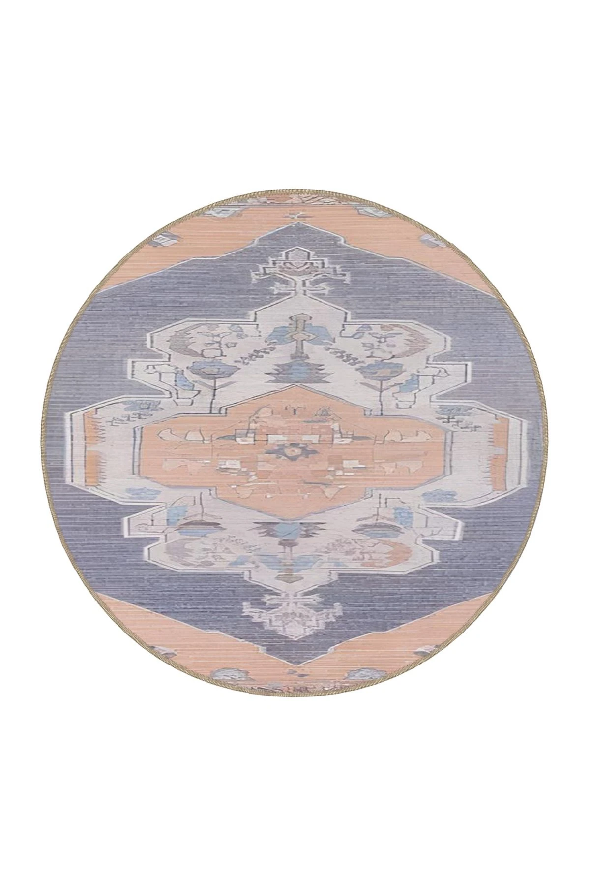 Pembe ve Mavi Tonda Geometrik Kreatif Dokuma Taban Halı 4006