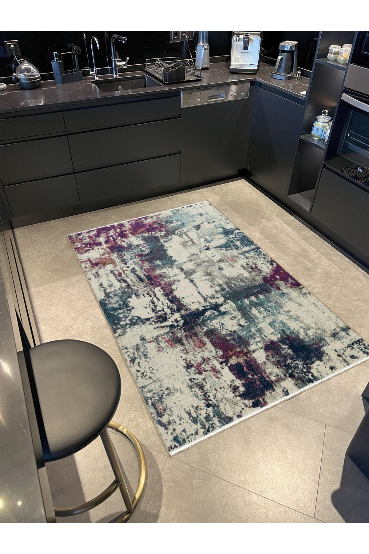 Çok Renkli Abstract Soyut Desenli Kreatif Modern Dekoratif Halı 4930