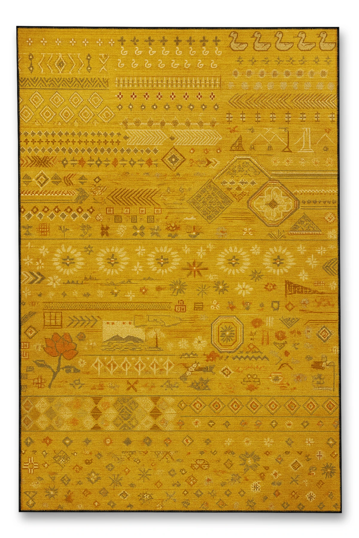 MOSSO Klasik Anadolu Geleneksel Desenli Dokuma Taban Vintage Dekoratif Halı mosso851