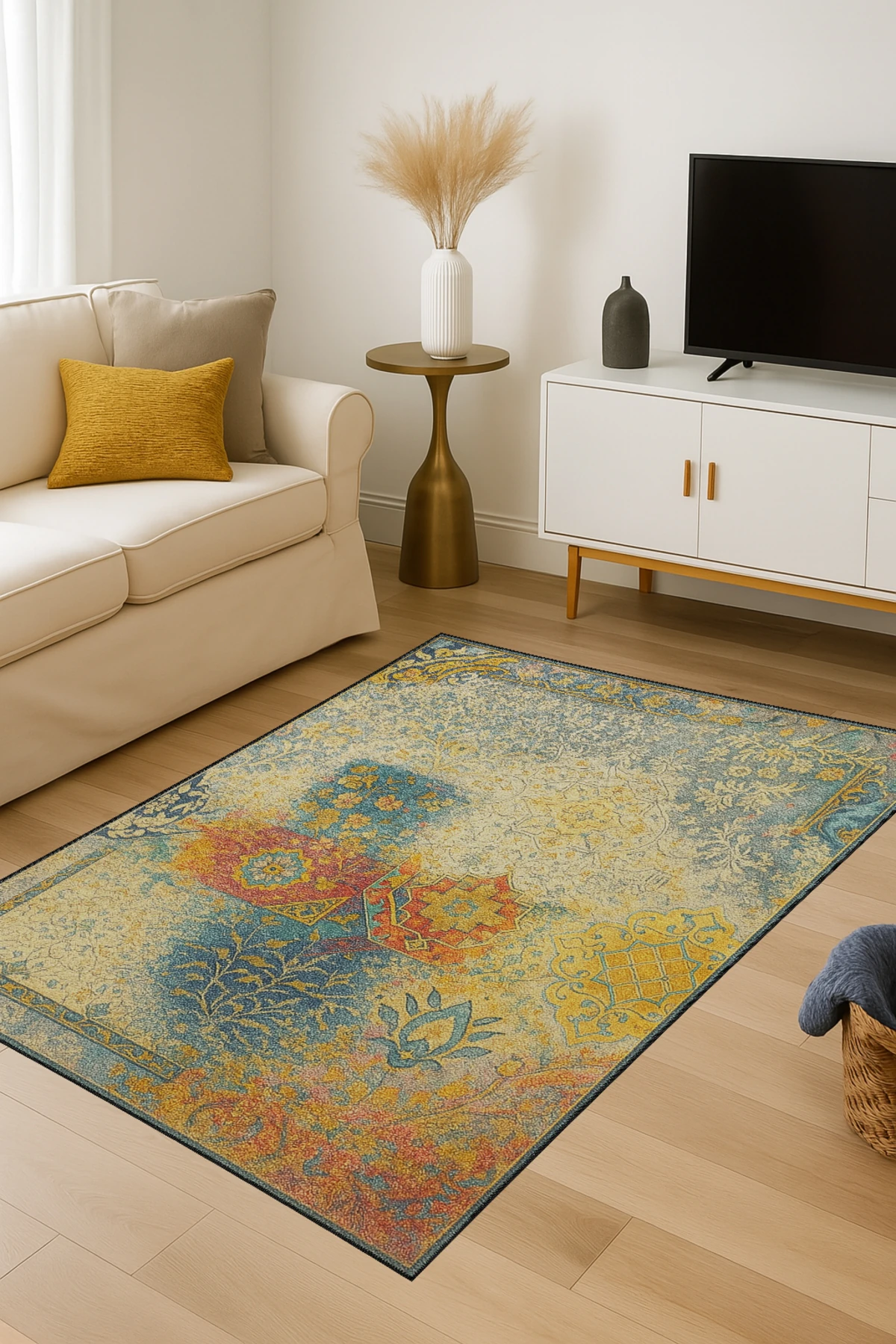 MOSSO Soluk Çok Renkli Dağınık Desenli Modern Dekoratif Halı mosso417