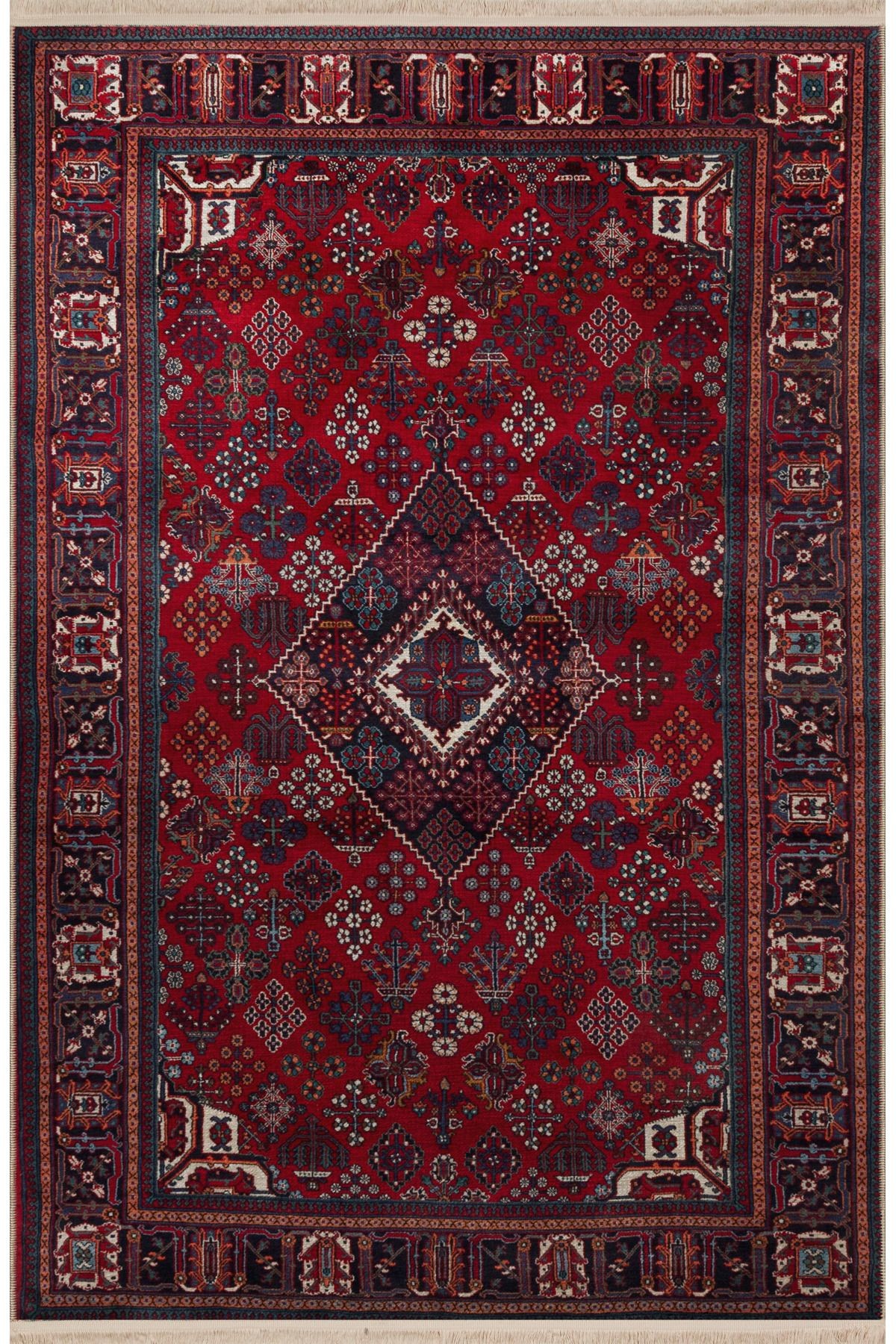 Bordo Temalı Geleneksel Motif Etnik Desenli Kreatif Vintage Dekoratif Halı 2774