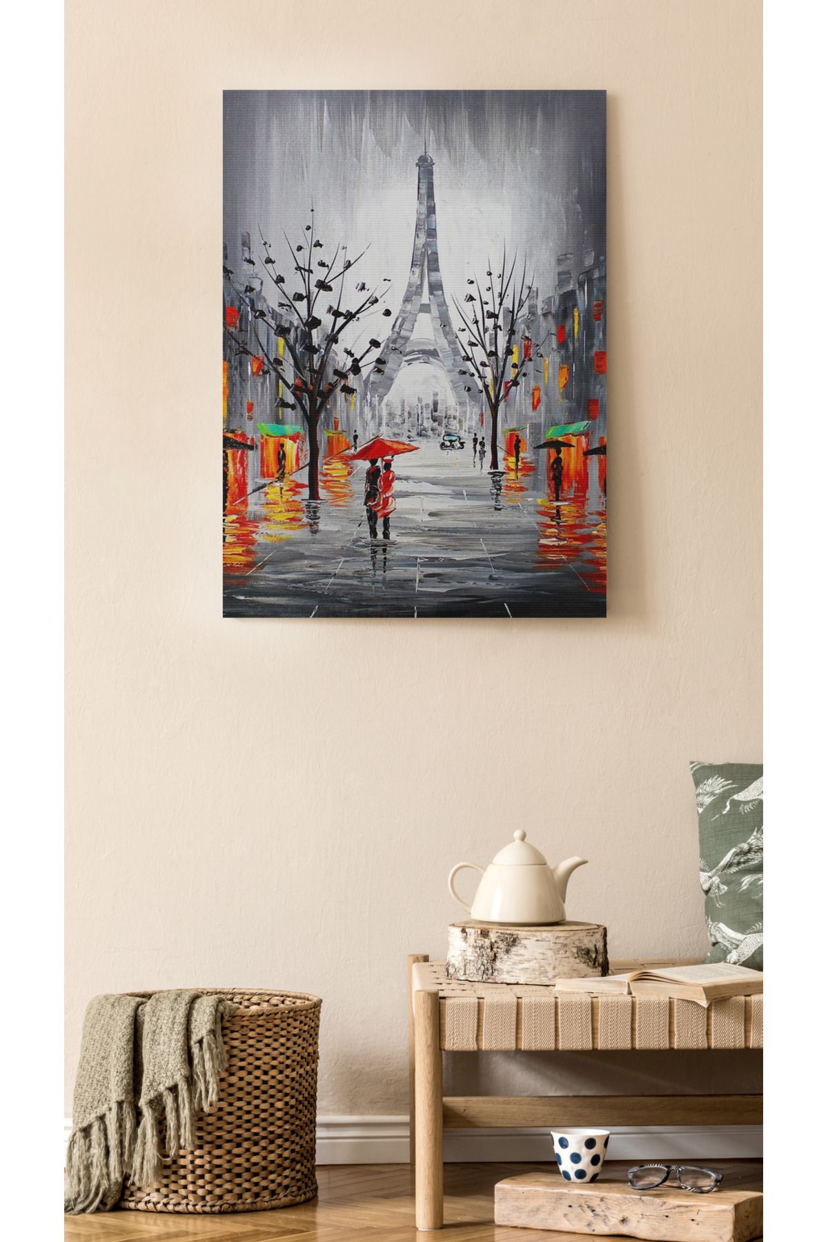 Kanvas Tablo Yağmurlu Eyfel Desenli Temalı Tablo