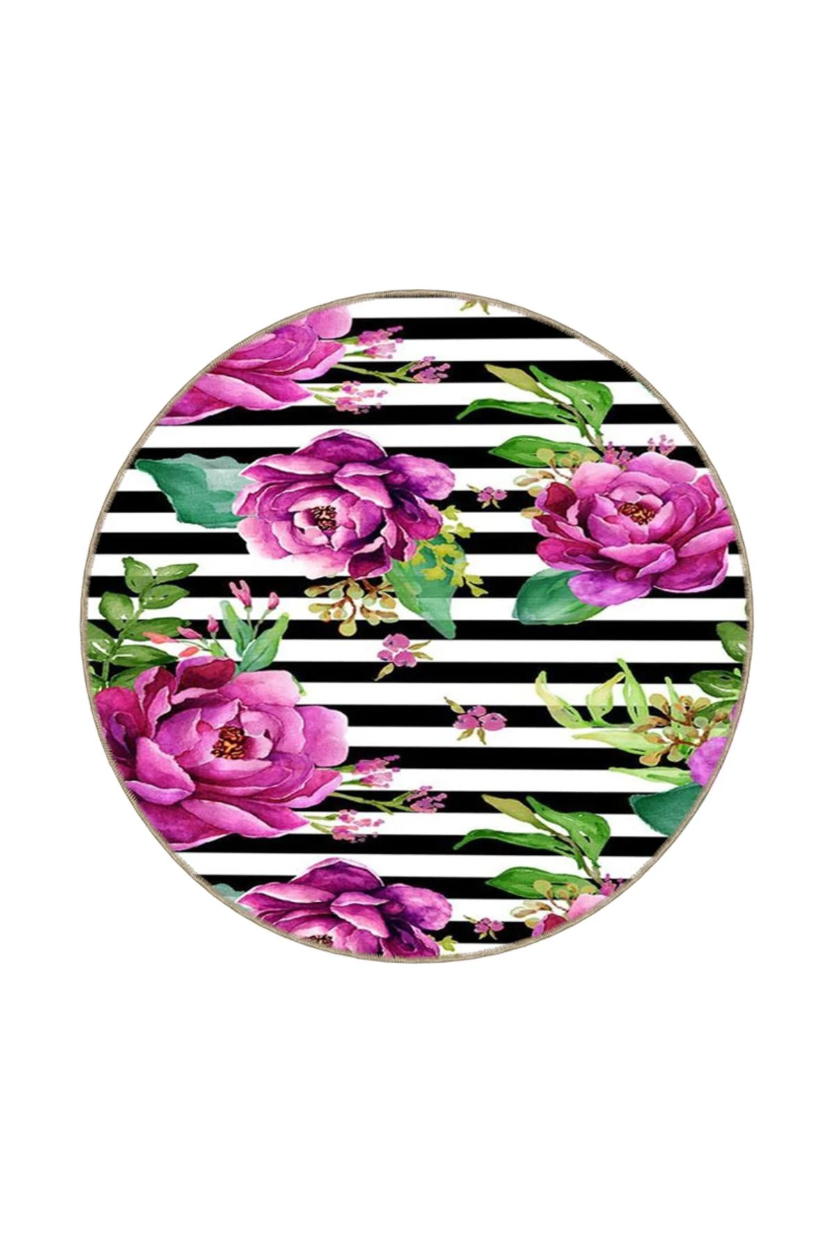 Mor Çiçekli Renkli Desenli Dokuma Taban Halı miravip1098