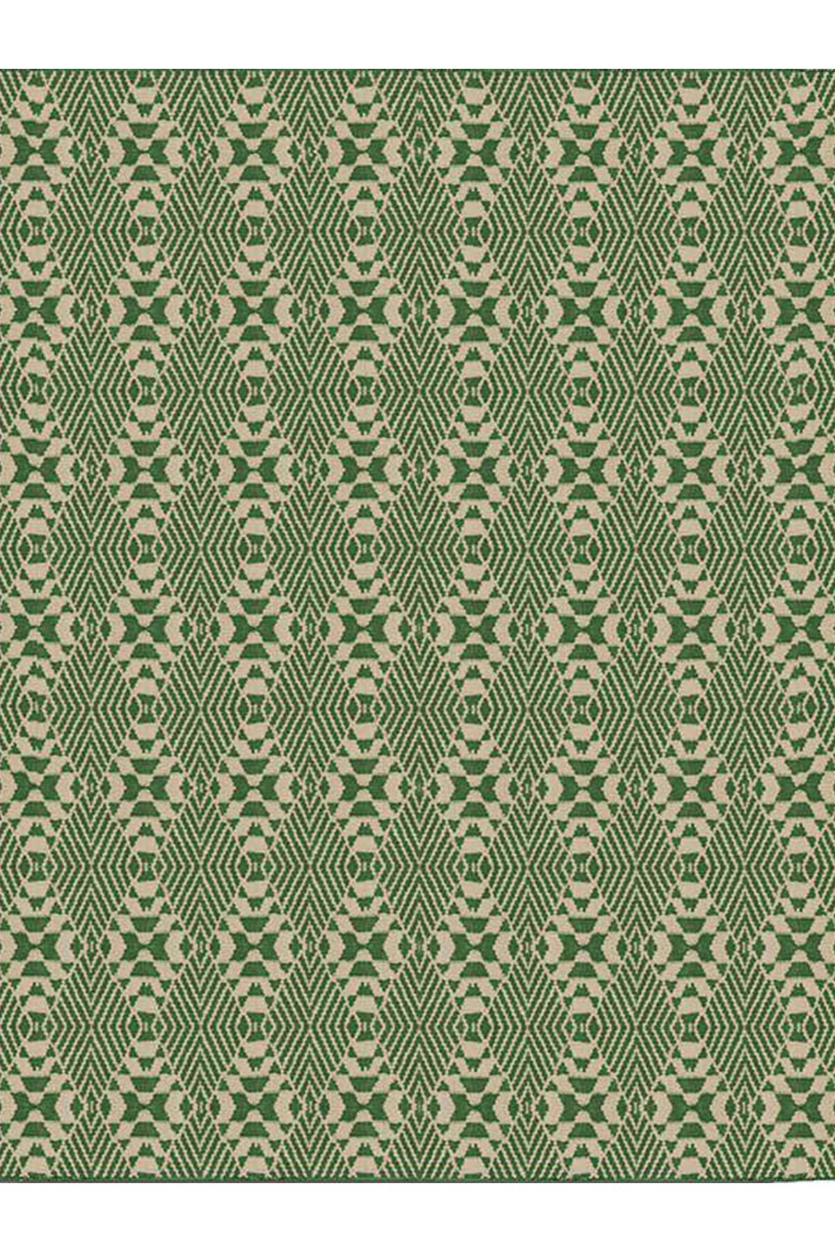 Paris Koleksiyonu Yeşil Temalı Geometrik Şekil Motifleri Desenli Vintage Dekoratif Halı 156