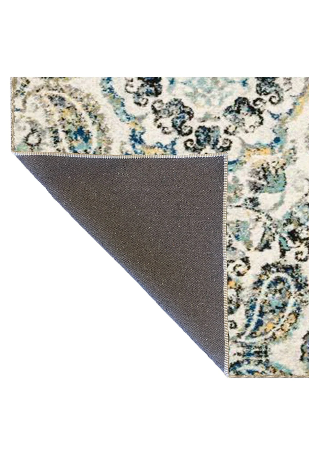 Krem Renkli Geometrik Dokuma Taban Yıkanabilir Halı miravip8353