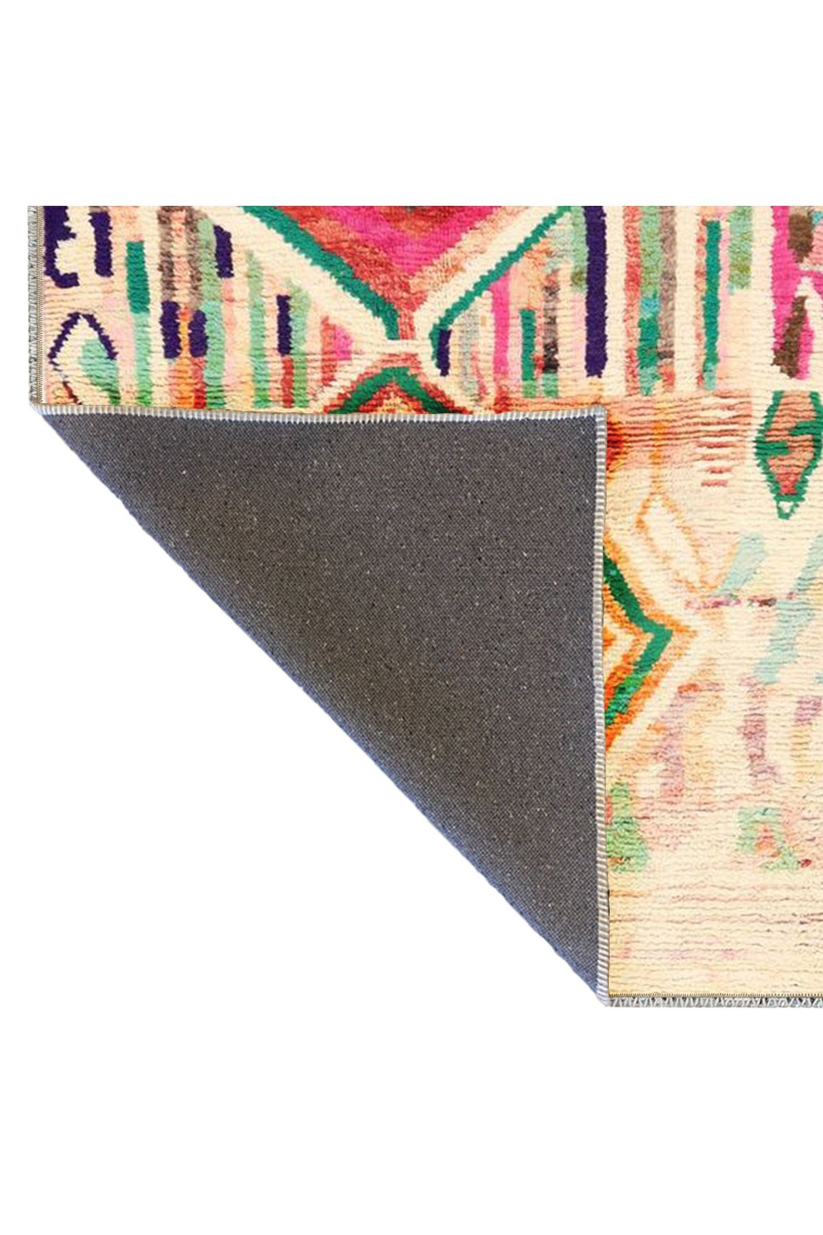 Tuğrul Koleksiyonu Soyut Vintage Motifler Desenli Dokuma Taban Modern Dekoratif Halı 57