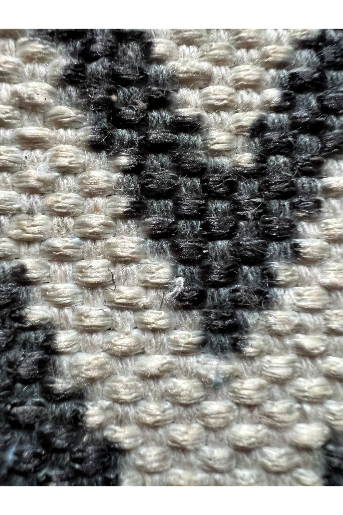 Cotton 565 Iskandinav Desenli Gri Dokuma Taban Kilim