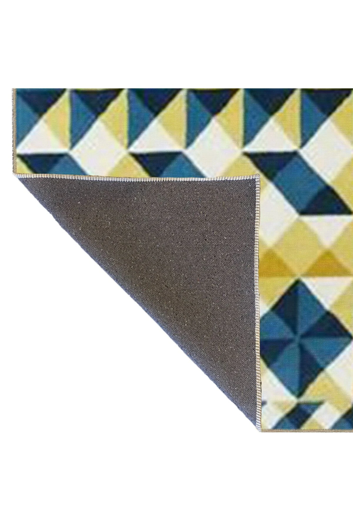 Çapraz Sarı Lacivert Geometrik Dokuma Taban Halı 4452