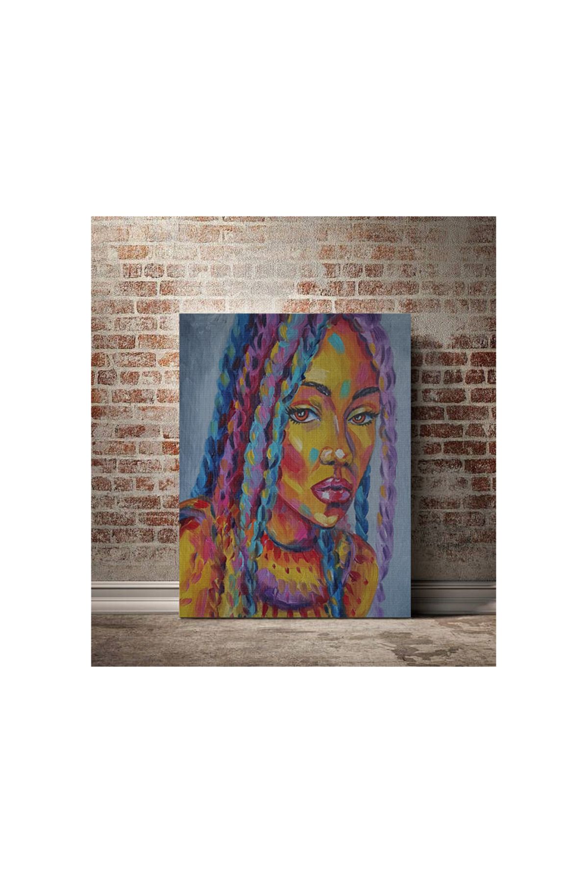 Kanvas Tablo Sulu Boyalı Kadın Temalı Renkli Tonlarda Modern Tablo