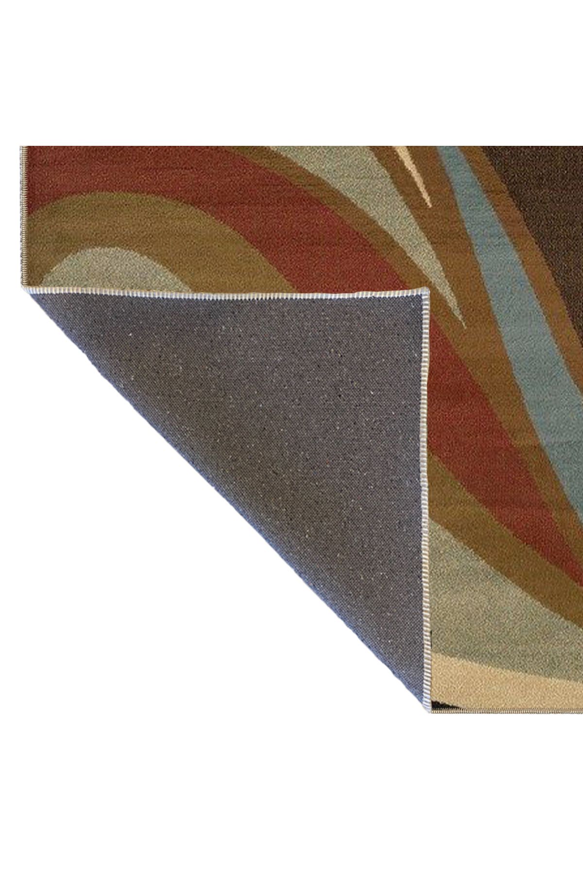 Kahverengi Dalgalı Desenli Dokuma Taban ve Yıkanabilir Halı miravip9355