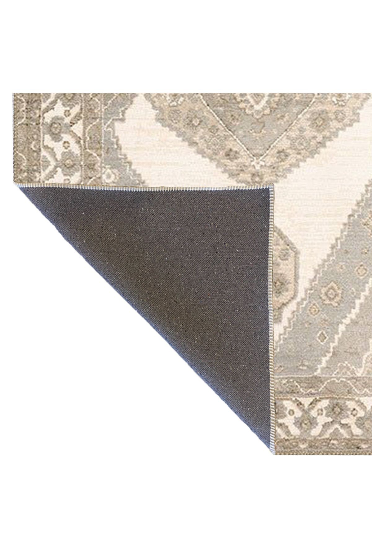 Bej Temalı Geleneksel Motif Desenli Vintage Dekoratif Halı 4592