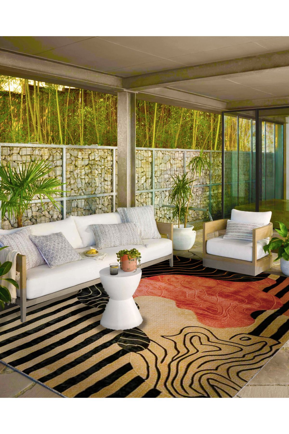 Paris Koleksiyonu Çok Renkli Çizgili Detaylar ve Soyut Desenli Kreatif Modern Dekoratif Halı 131