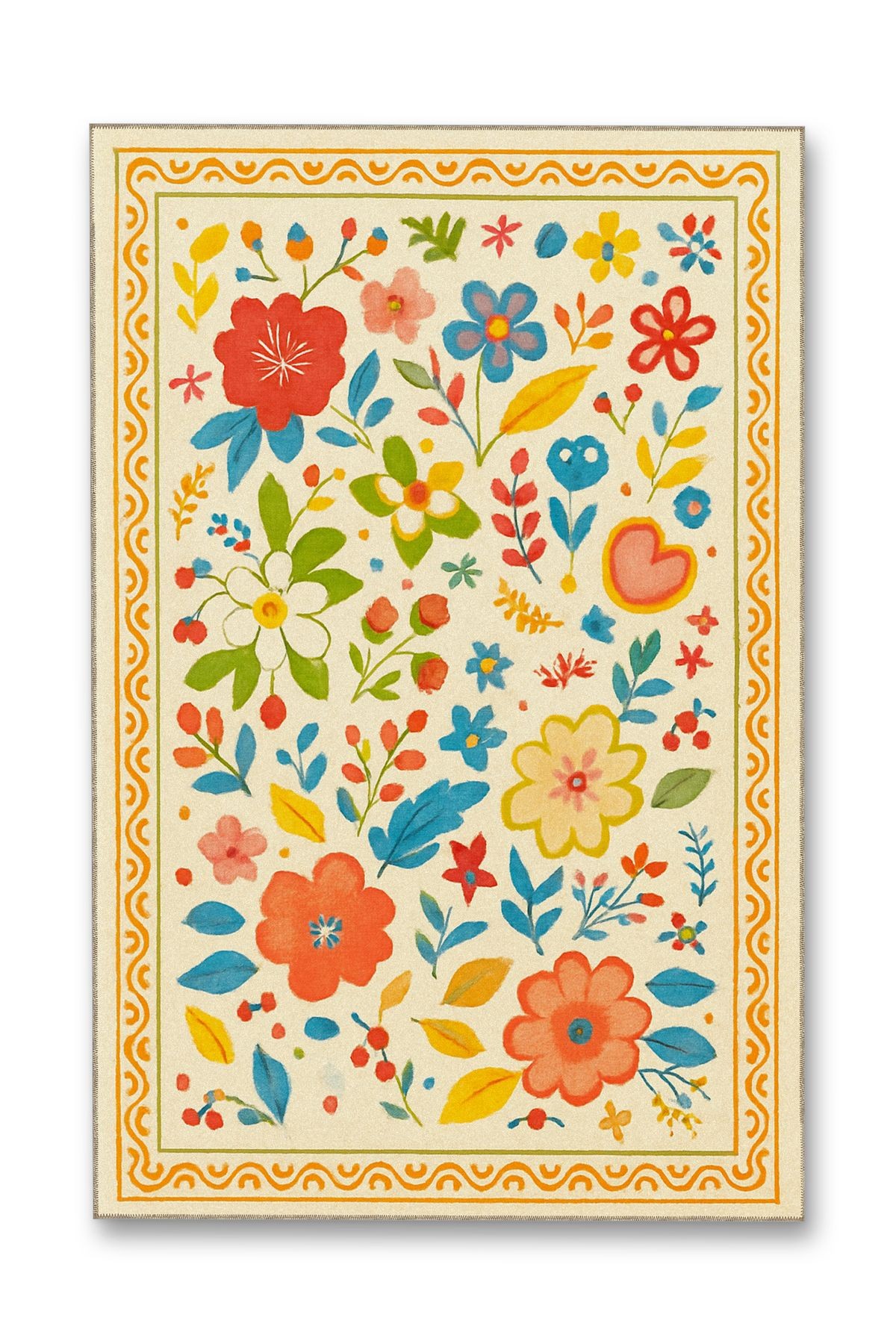 MOSSO Çok Renkli Floral Detaylı Dokuma Taban Modern Dekoratif Halı mosso86