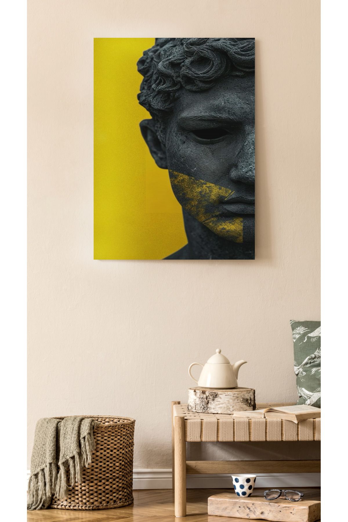 Kanvas Tablo Siyah Heykel Desenli Temalı Tablo