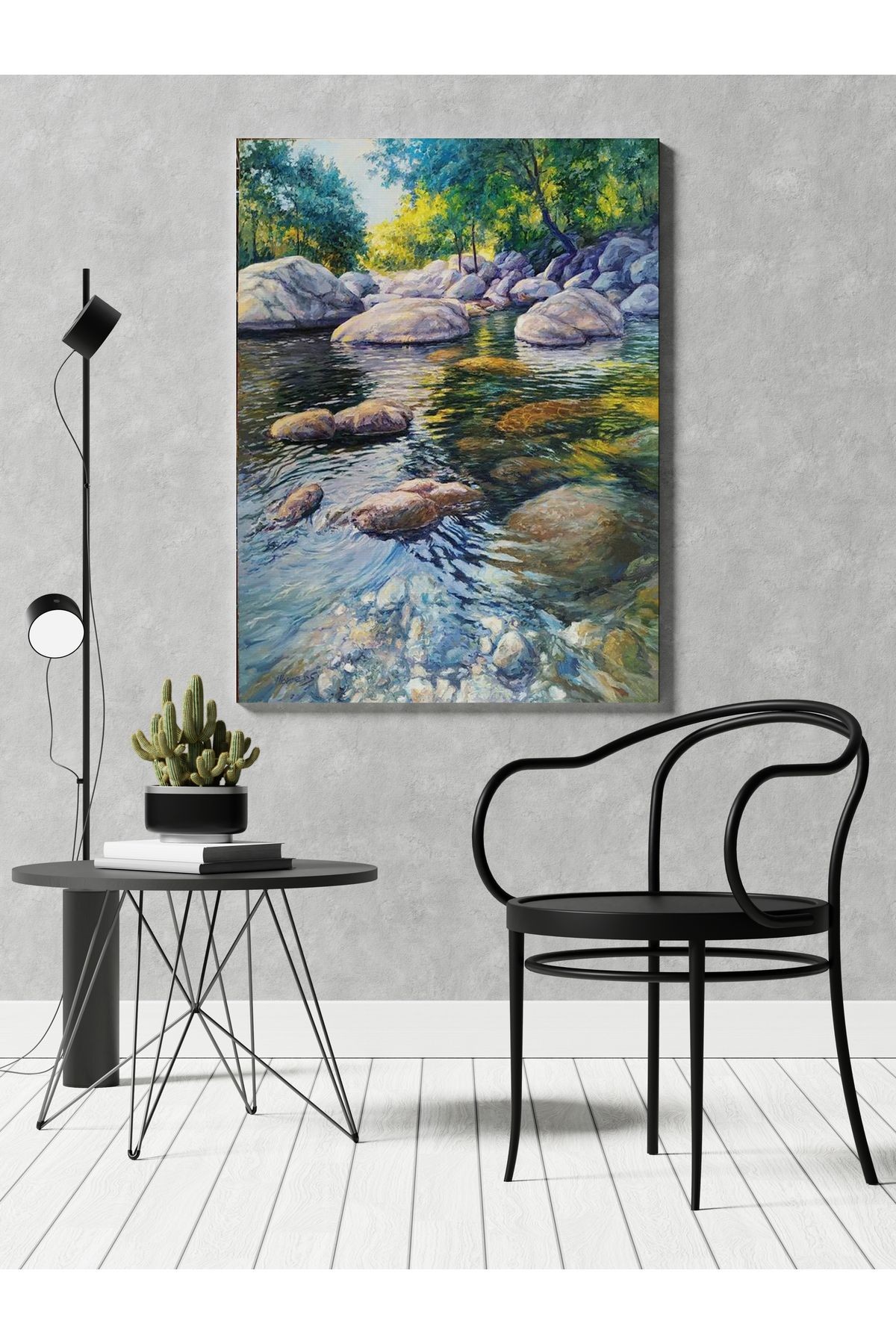 Kanvas Tablo Çayır Kaya Temalı Desenli Modern Tablo