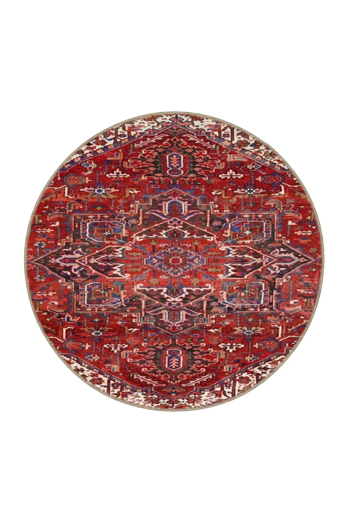 Kırmızı ve Beyaz Renklerde Geleneksel Dekoratif Dokuma Taban Halı miravip17