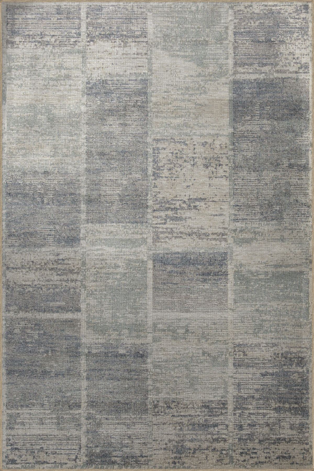 Gri Temalı Soyut Kare Geometrik Desenli Kreatif Modern Dekoratif Halı 3098