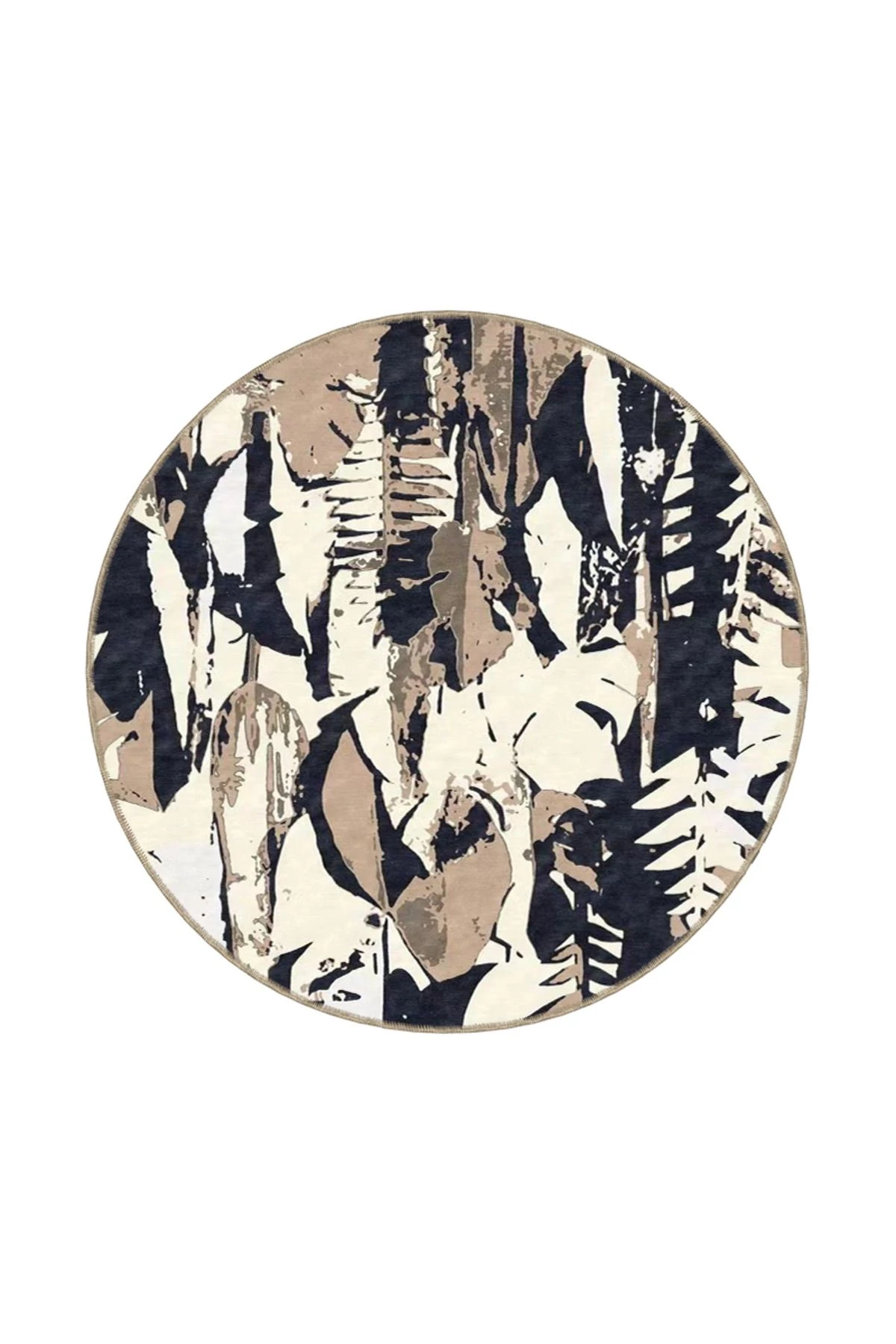 Kahverengi Fırça Çizimli Modern Dekoratif Halı ve Yıkanabilir Halı miravip9561