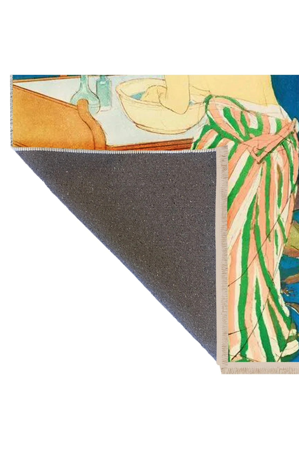 Yılmaz Koleksiyonu Pastel Renkler Sanatsal Kadın Figürü ve Banyo Desenli Modern Dekoratif Halı 03