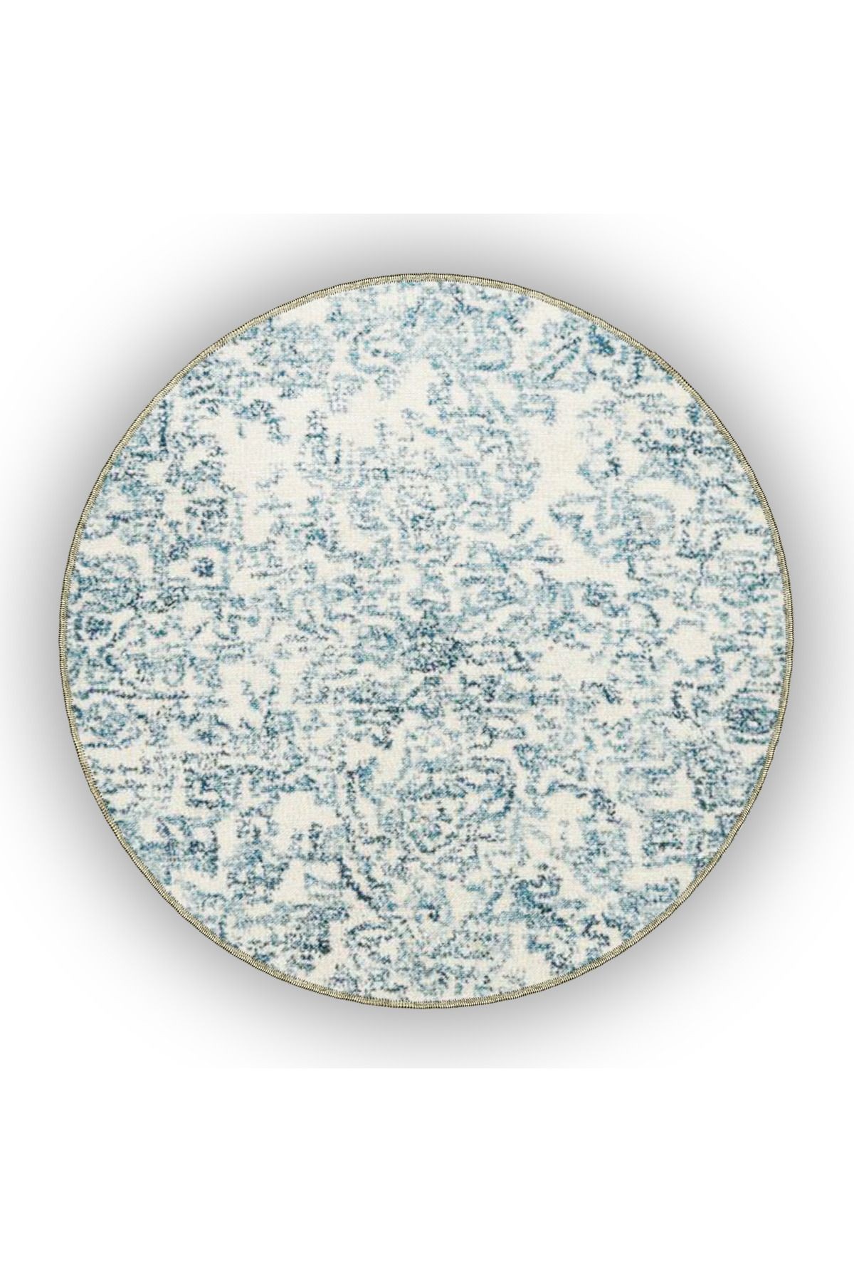 Mavi Temalı Geleneksel Motif Çiçek Desenli Vintage Dekoratif Halı 4768