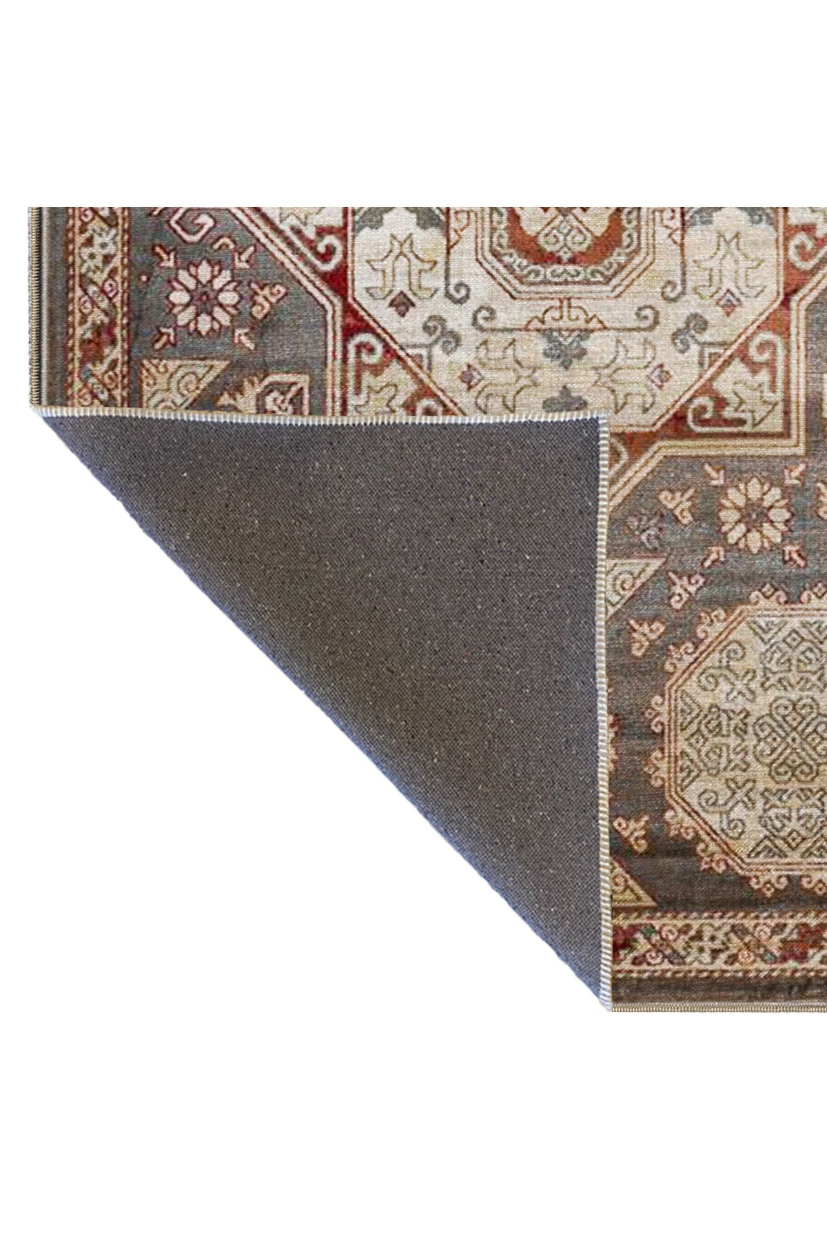 Gri Tonlarında Yıldızlı Geometrik Desenli Dekoratif Halı 4065