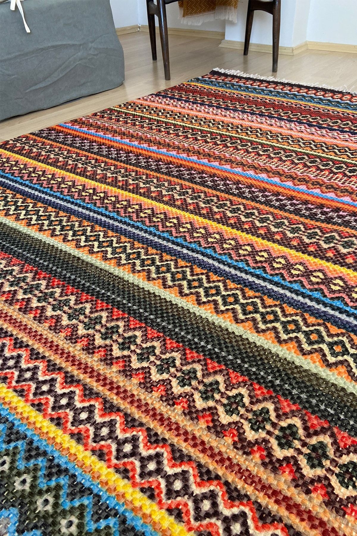 Kilim Alara Multy 3205 Çok Renkli Çift Taraflı Dokuma Kilim Halı